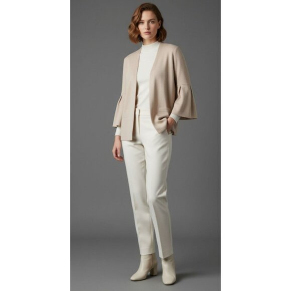 NWT Maria Bellentani Bell Sleeve Two-Button Front Cardigan Beige M - Picture 9 of 14